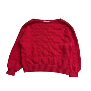Valentine’s Day LOFT Vibrant Red Textured Hearts Women's Sweater Size M